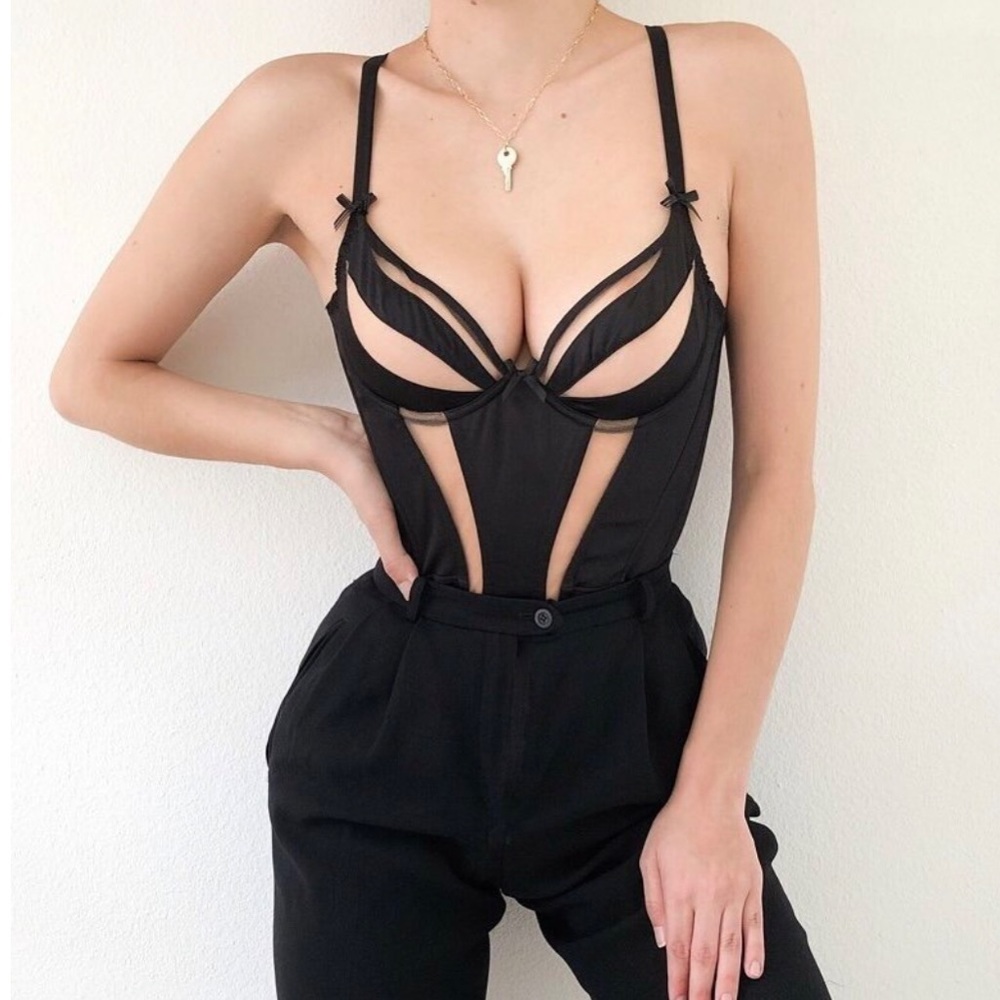 NWT Favorite Agent Provocateur Luxurious Silk-Blend Peek-a-Boo Bustier